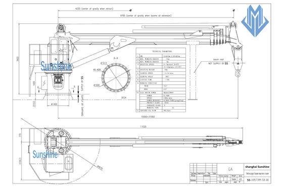 1t30m het Elektrische Hydraulische Telescopische Schip van Boommarine crane for multi nPurpose
