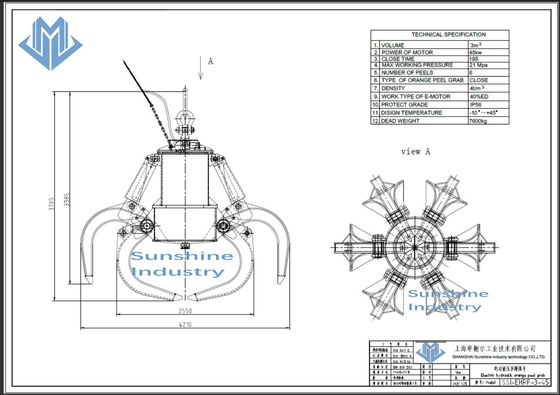 De elektrische hydraulische emmer van de sinaasappelschilgreep voor de elektrische centrale van de huisvuilverbranding