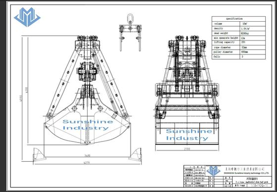 Twee Mechanische de Greepemmers van Kabelsclamshell voor Erts die 10 Kubusmeter behandelen