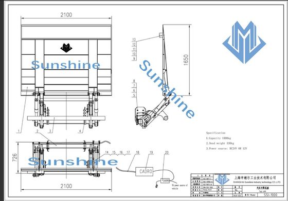 Achterklep van de de Staartlift van 2500 Kg de Elektrische Hydraulische voor Logistische Vervoer