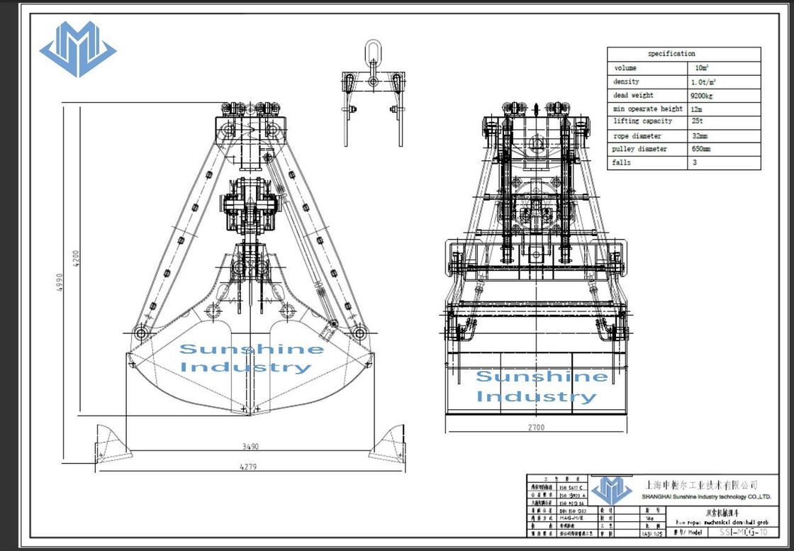 Twee Mechanische de Greepemmers van Kabelsclamshell voor Erts die 10 Kubusmeter behandelen